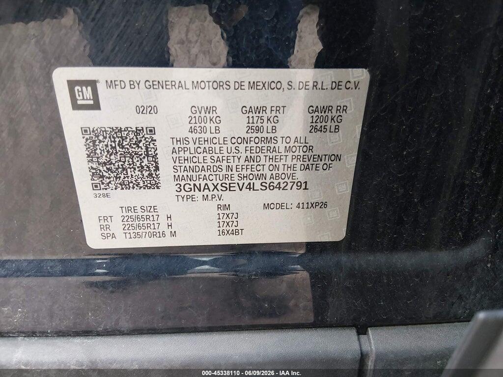 3GNAXSEV4LS642791 2020 CHEVROLET EQUINOX photo no. 9