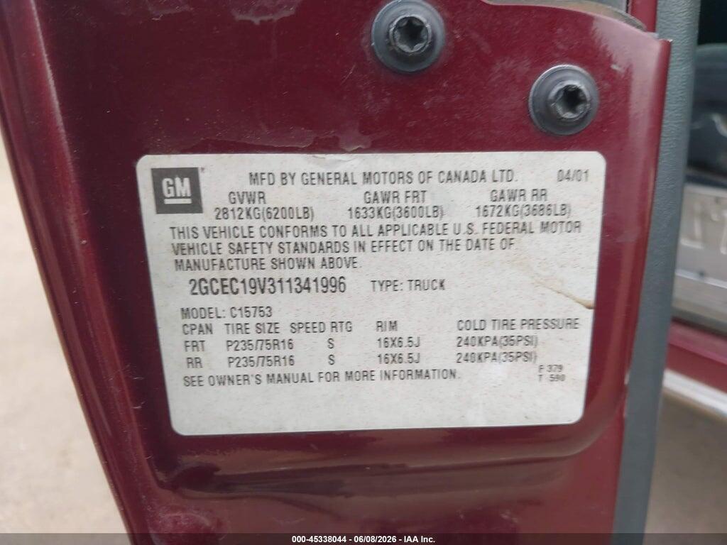 2GCEC19V311341996 2001 CHEVROLET SILVERADO 1500 photo no. 9