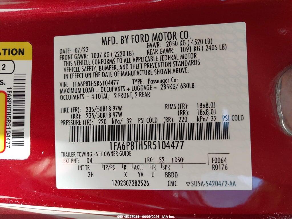 1FA6P8TH5R5104477 2024 FORD MUSTANG photo no. 9