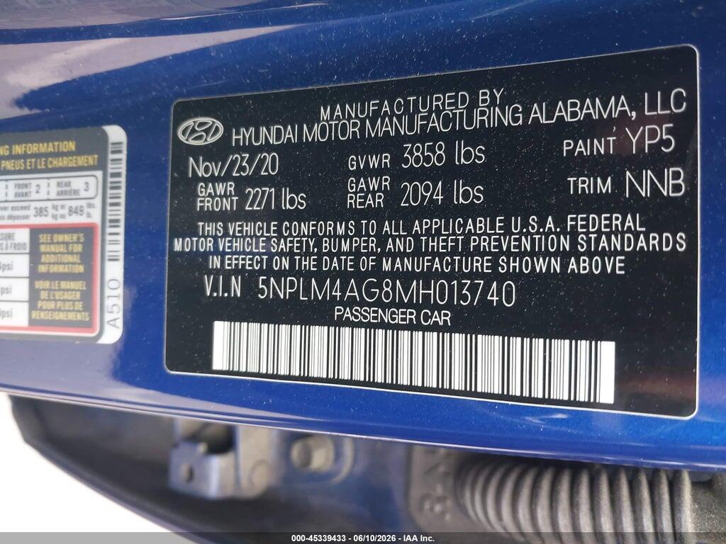 5NPLM4AG8MH013740 2021 HYUNDAI ELANTRA photo no. 9