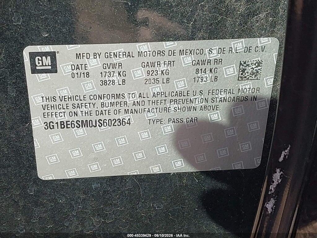 3G1BE6SM0JS602364 2018 CHEVROLET CRUZE photo no. 9