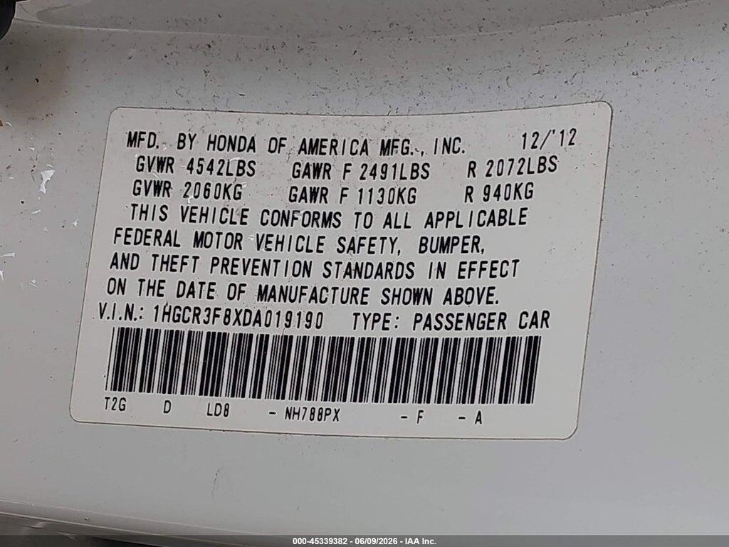 1HGCR3F8XDA019190 2013 HONDA ACCORD photo no. 9