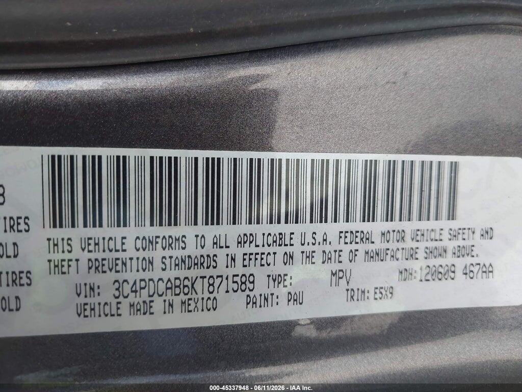 3C4PDCAB6KT871589 2019 DODGE JOURNEY photo no. 9