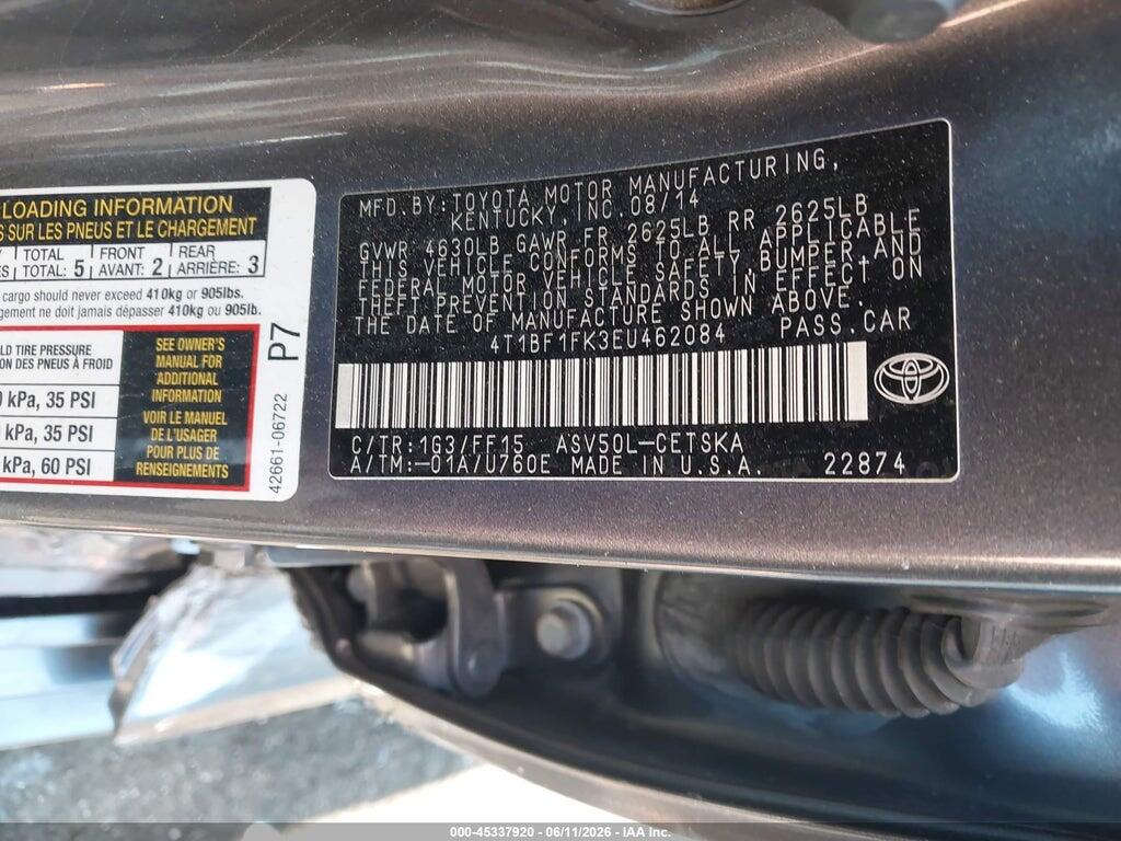 4T1BF1FK3EU462084 2014 TOYOTA CAMRY photo no. 9