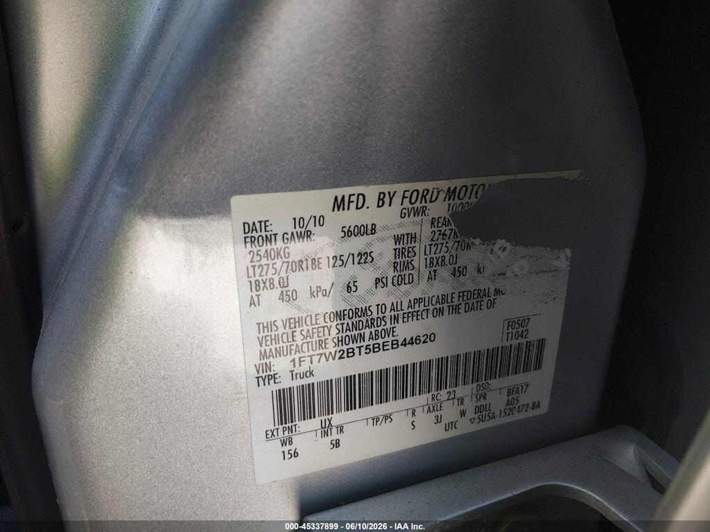 1FT7W2BT5BEB44620 2011 FORD F-250 photo no. 9