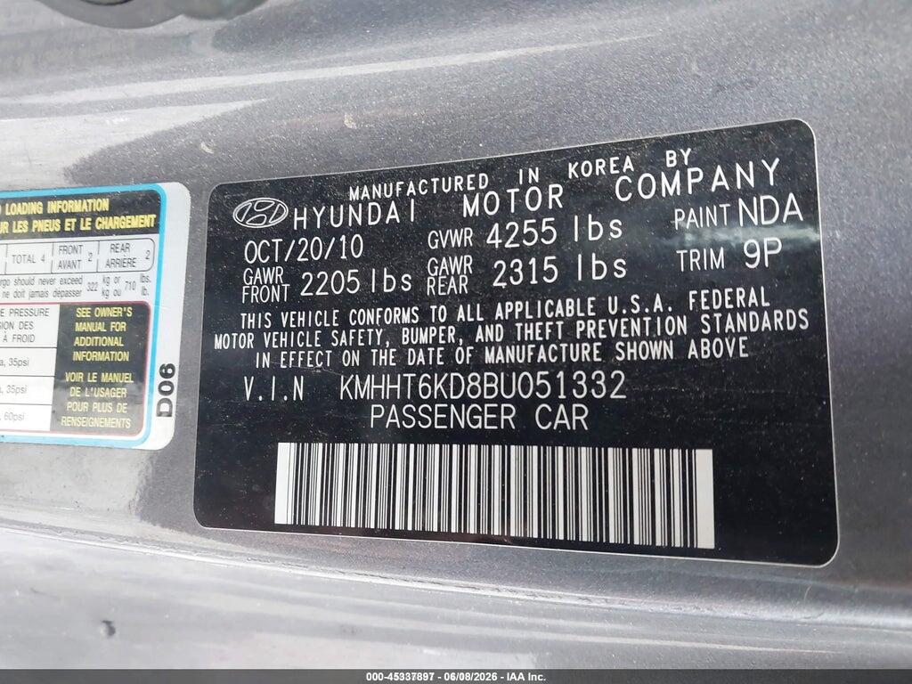 KMHHT6KD8BU051332 2011 HYUNDAI GENESIS photo no. 9