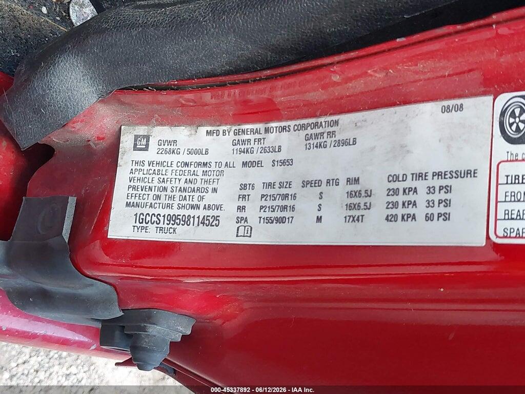 1GCCS199598114525 2009 CHEVROLET COLORADO photo no. 9