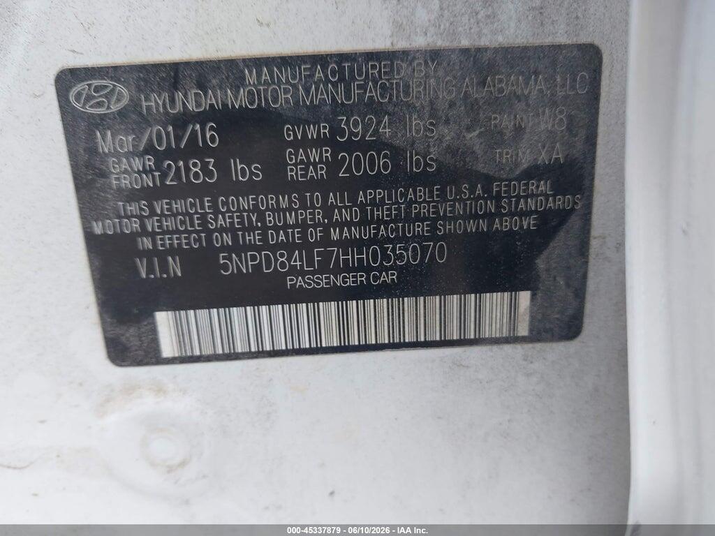 5NPD84LF7HH035070 2017 HYUNDAI ELANTRA photo no. 9