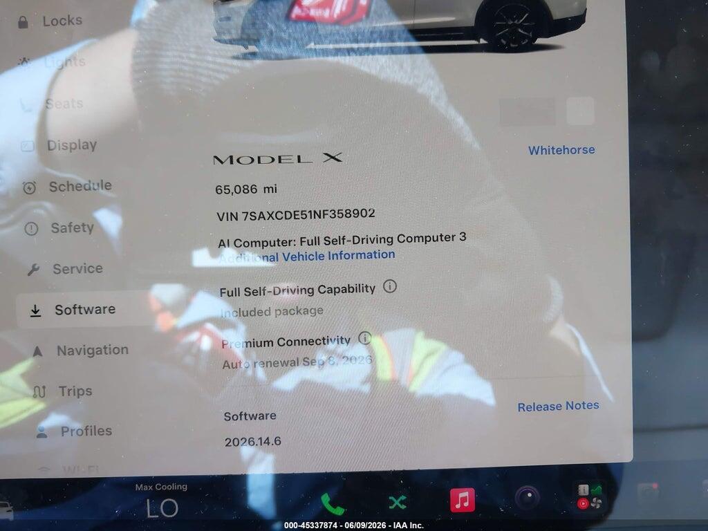 7SAXCDE51NF358902 2022 TESLA MODEL X photo no. 7