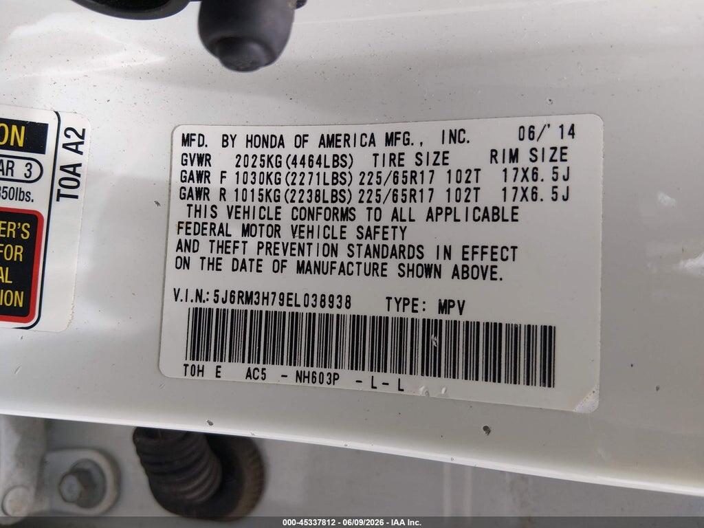 5J6RM3H79EL038938 2014 HONDA CR-V photo no. 9