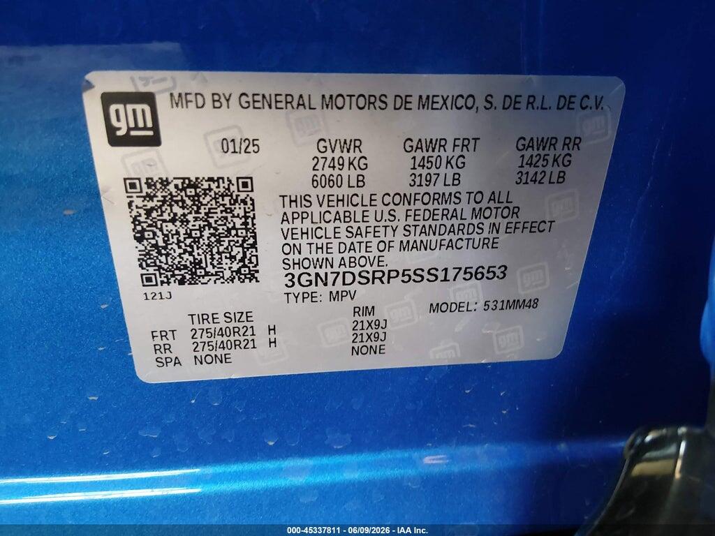 3GN7DSRP5SS175653 2025 CHEVROLET EQUINOX EV photo no. 9