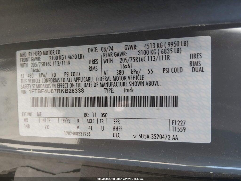 1FTBF4U87RKB26338 2024 FORD TRANSIT-350 CARGO VAN photo no. 9