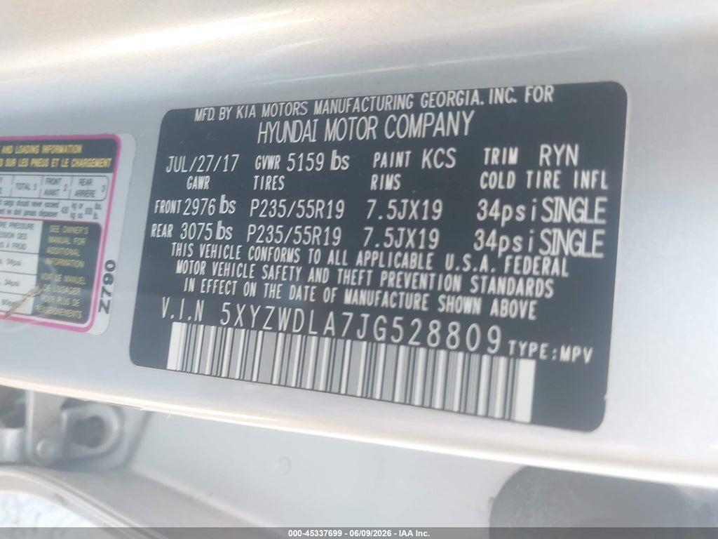 5XYZWDLA7JG528809 2018 HYUNDAI SANTA FE SPORT photo no. 9