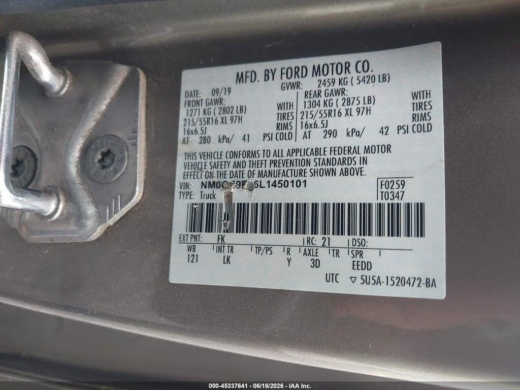 NM0GE9F26L1450101 2020 FORD TRANSIT CONNECT photo no. 9