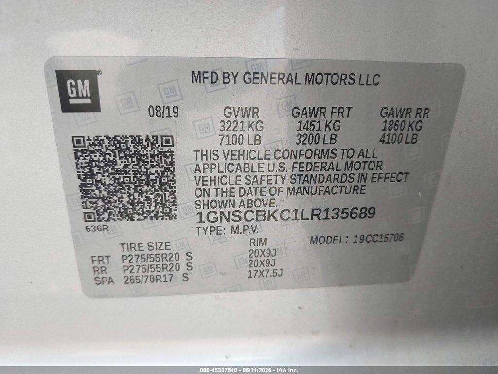 1GNSCBKC1LR135689 2020 CHEVROLET TAHOE photo no. 9