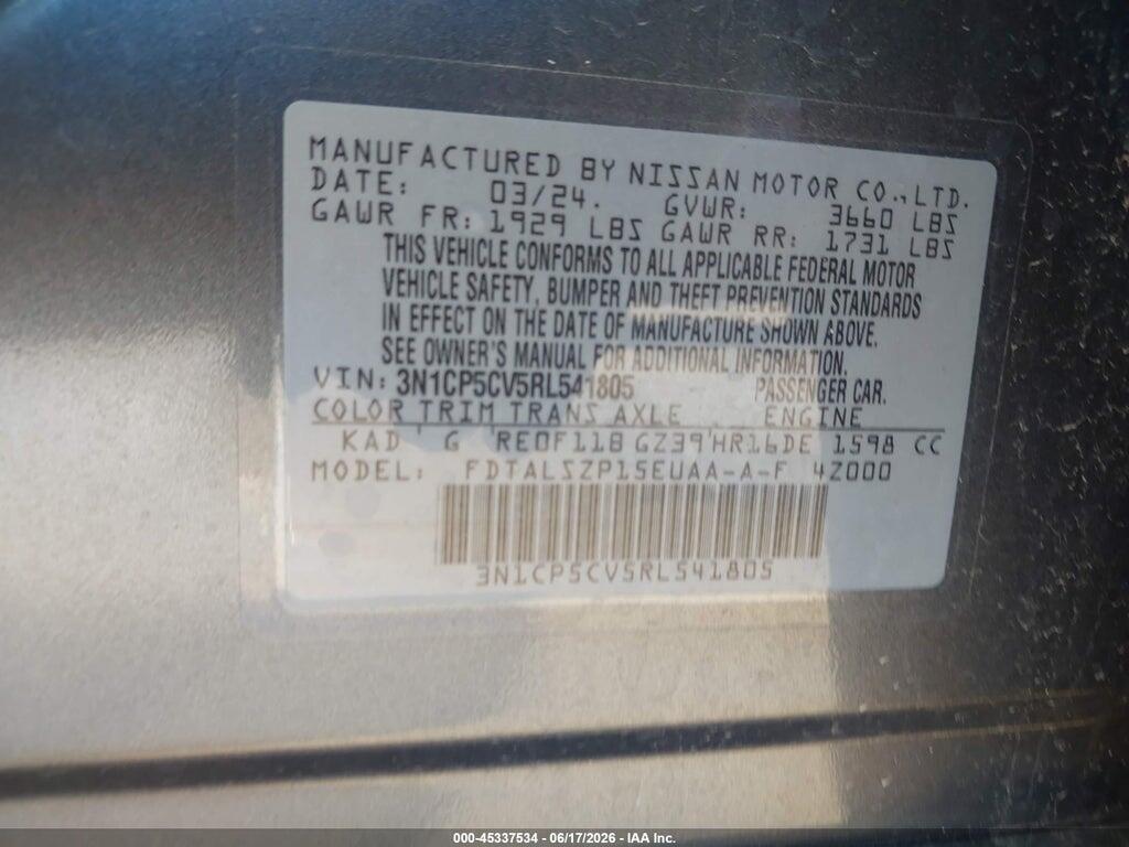 3N1CP5CV5RL541805 2024 NISSAN KICKS photo no. 9