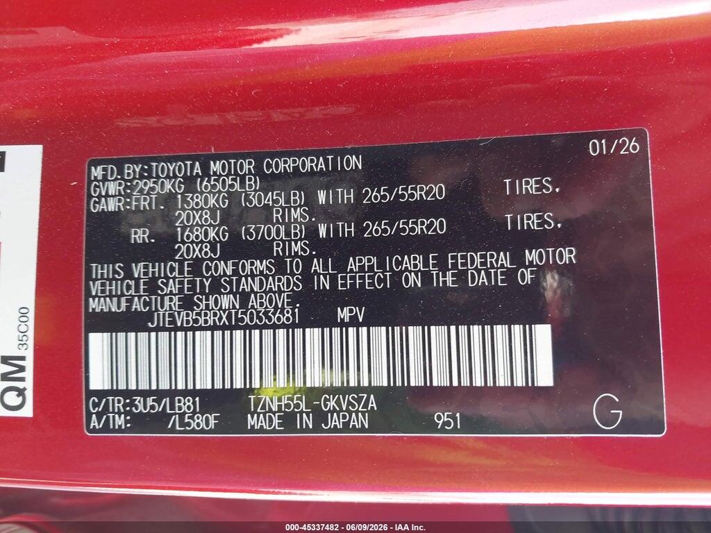 JTEVB5BRXT5033681 2026 TOYOTA 4RUNNER HYBRID photo no. 9