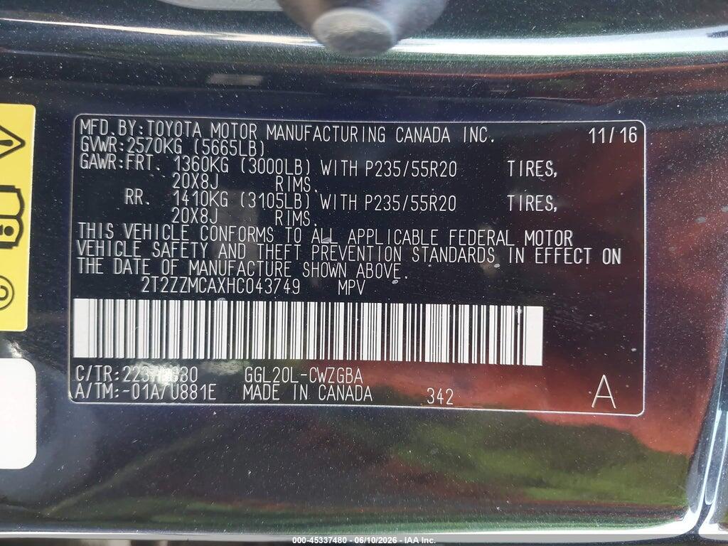 2T2ZZMCAXHC043749 2017 LEXUS RX 350 photo no. 9