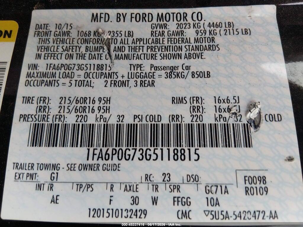 1FA6P0G73G5118815 2016 FORD FUSION photo no. 9