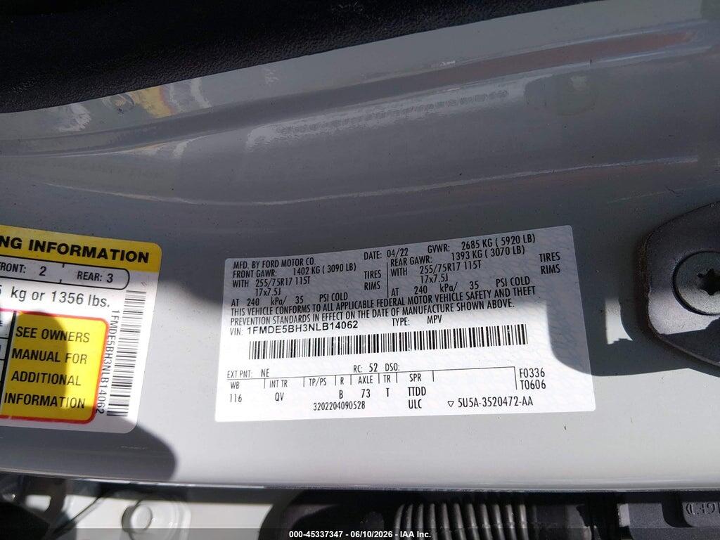 1FMDE5BH3NLB14062 2022 FORD BRONCO photo no. 9