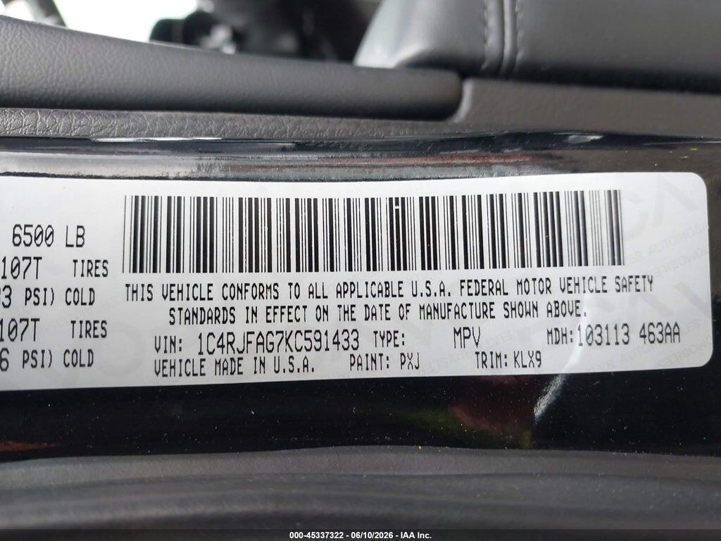 1C4RJFAG7KC591433 2019 JEEP GRAND CHEROKEE photo no. 9