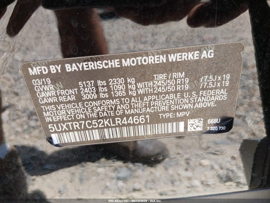 5UXTR7C52KLR44661 2019 BMW X3 photo no. 9