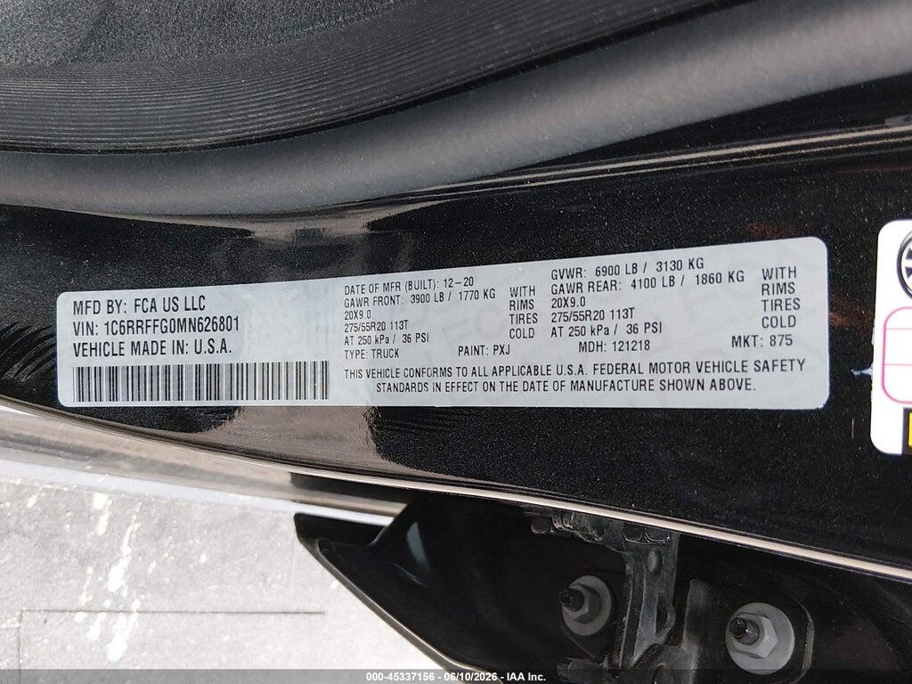1C6RRFFG0MN626801 2021 RAM 1500 photo no. 9