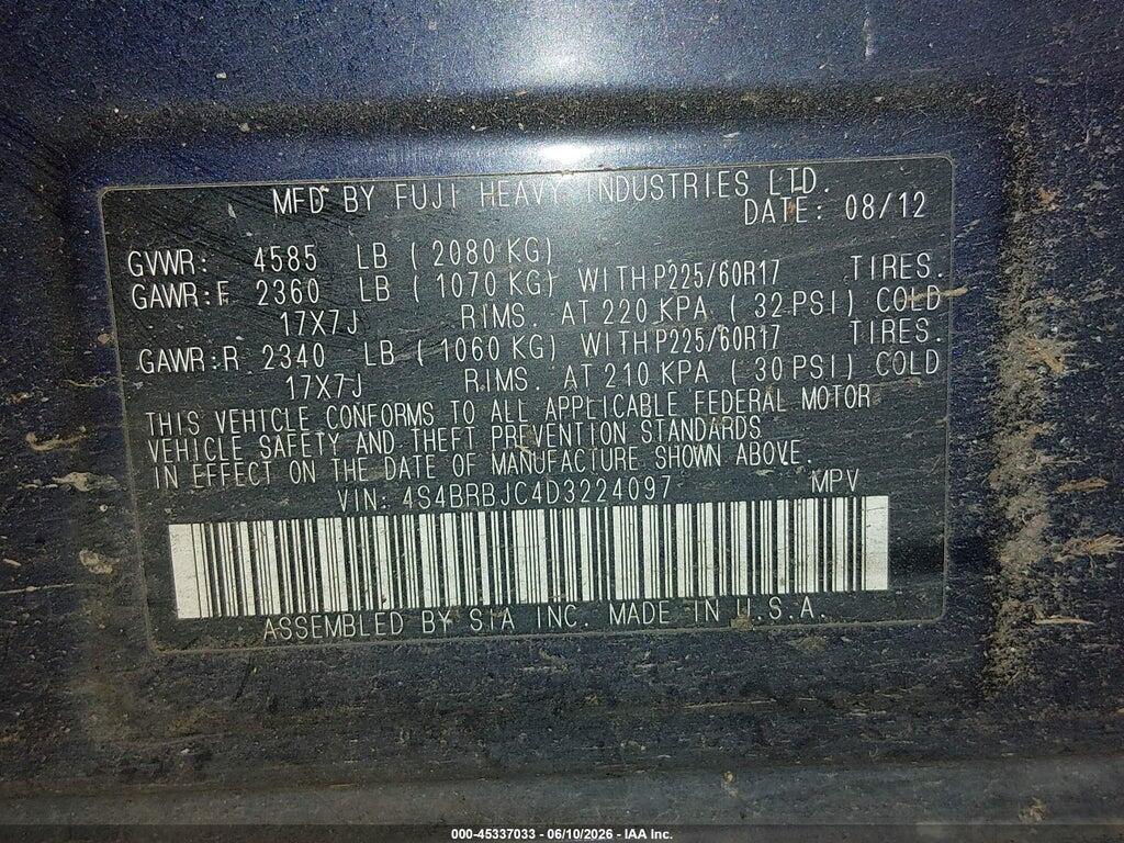 4S4BRBJC4D3224097 2013 SUBARU OUTBACK photo no. 9