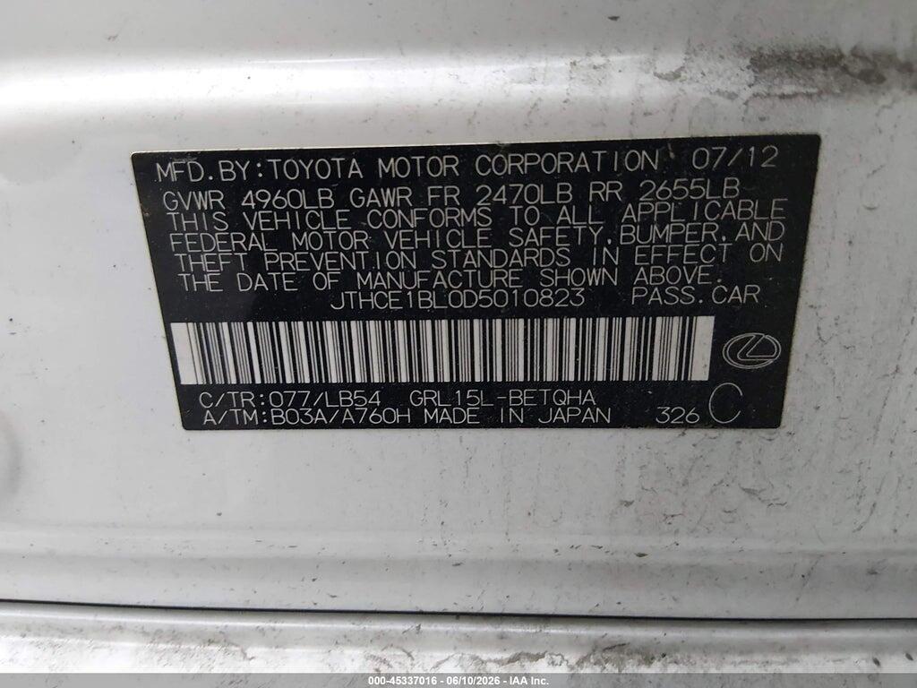 JTHCE1BL0D5010823 2013 LEXUS GS 350 photo no. 9