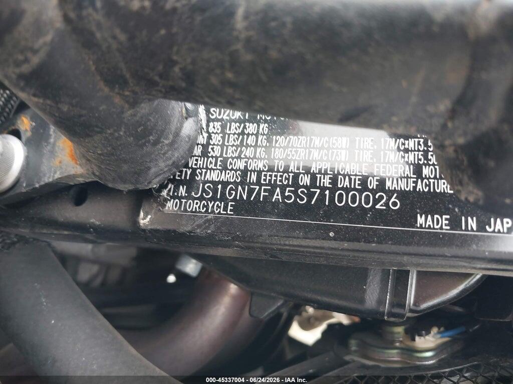 JS1GN7FA5S7100026 2025 SUZUKI GSX-R600 photo no. 10