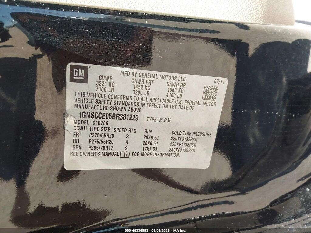 1GNSCCE05BR381229 2011 CHEVROLET TAHOE photo no. 9