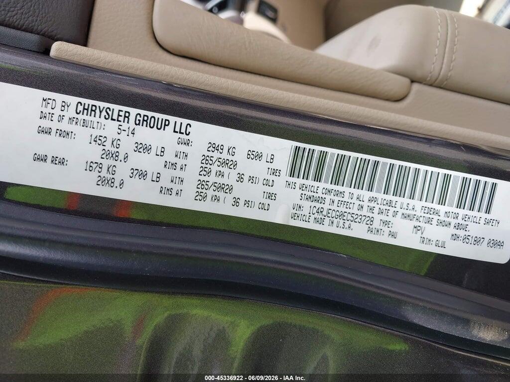 1C4RJECG0EC523728 2014 JEEP GRAND CHEROKEE photo no. 9