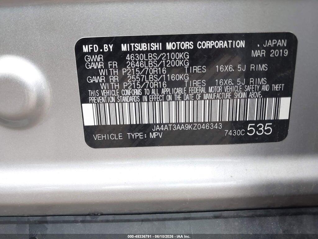 JA4AT3AA9KZ046343 2019 MITSUBISHI ECLIPSE CROSS photo no. 9