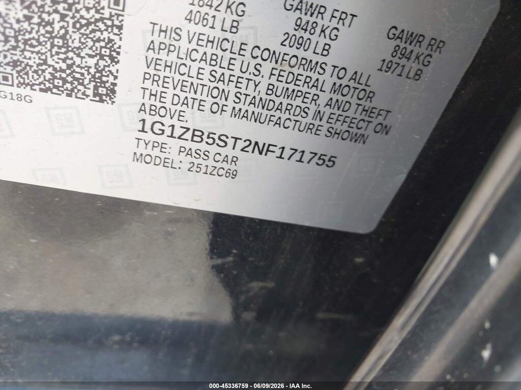 1G1ZB5ST2NF171755 2022 CHEVROLET MALIBU photo no. 9