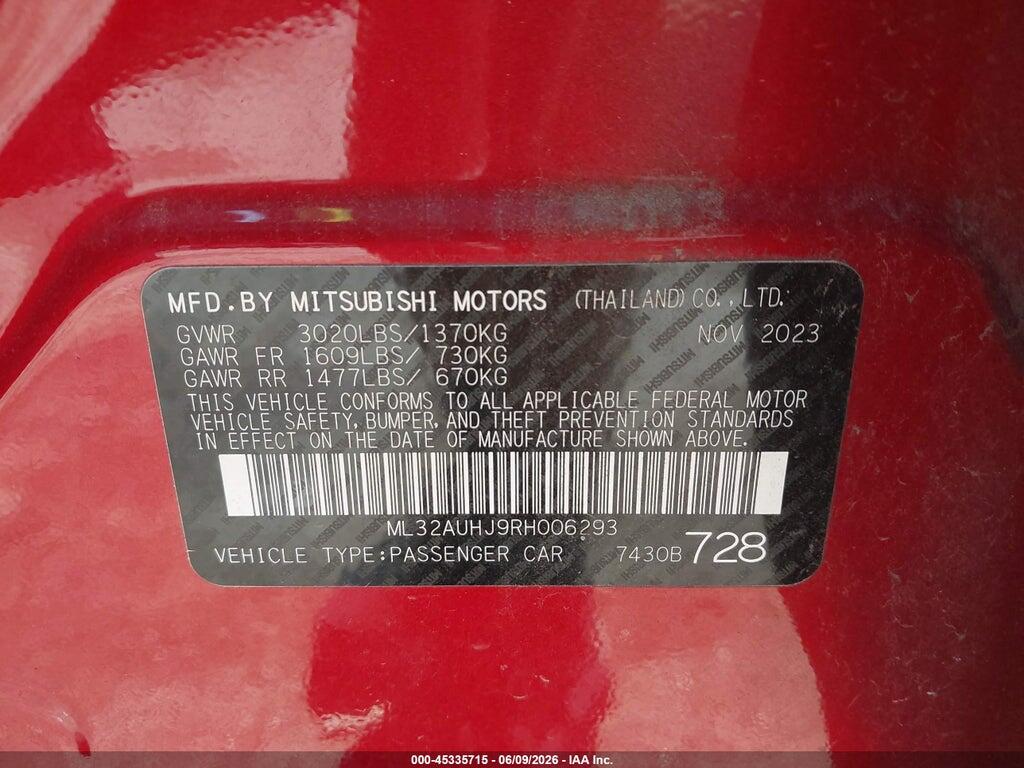 ML32AUHJ9RH006293 2024 MITSUBISHI MIRAGE photo no. 9