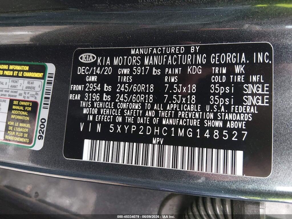 5XYP2DHC1MG148527 2021 KIA TELLURIDE photo no. 9