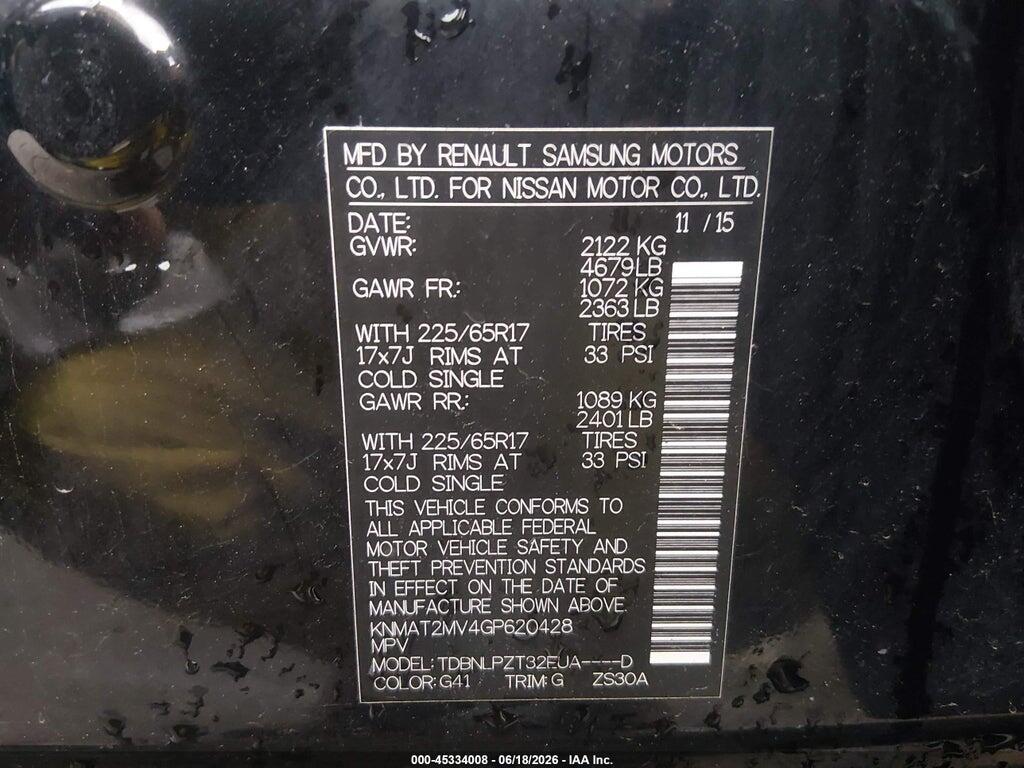 KNMAT2MV4GP620428 2016 NISSAN ROGUE photo no. 9