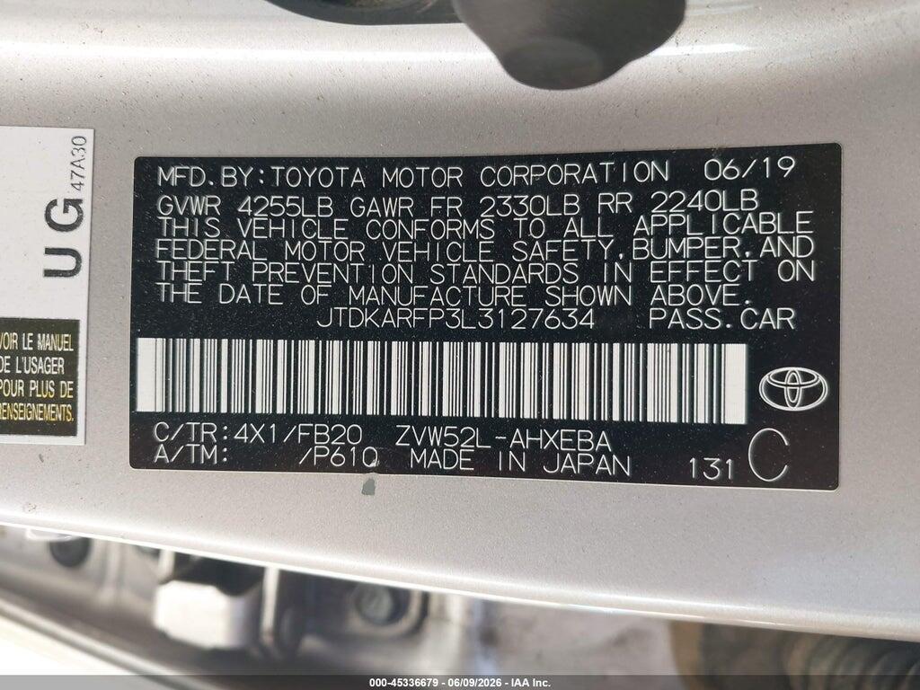 JTDKARFP3L3127634 2020 TOYOTA PRIUS PRIME photo no. 9