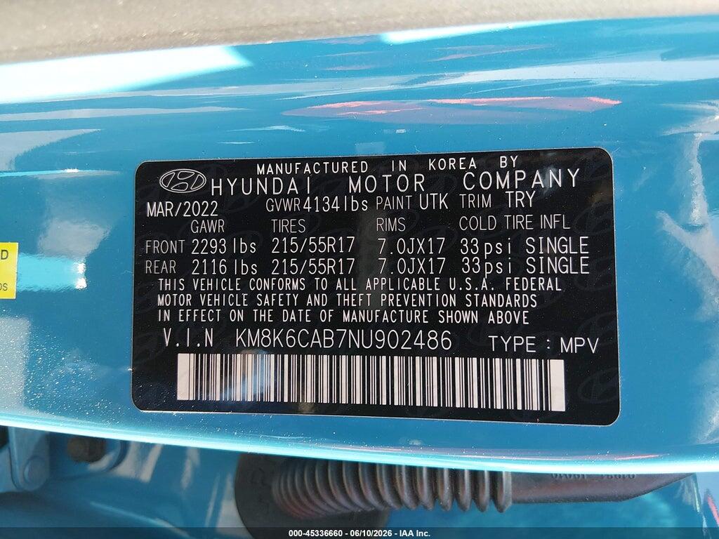 KM8K6CAB7NU902486 2022 HYUNDAI KONA photo no. 9