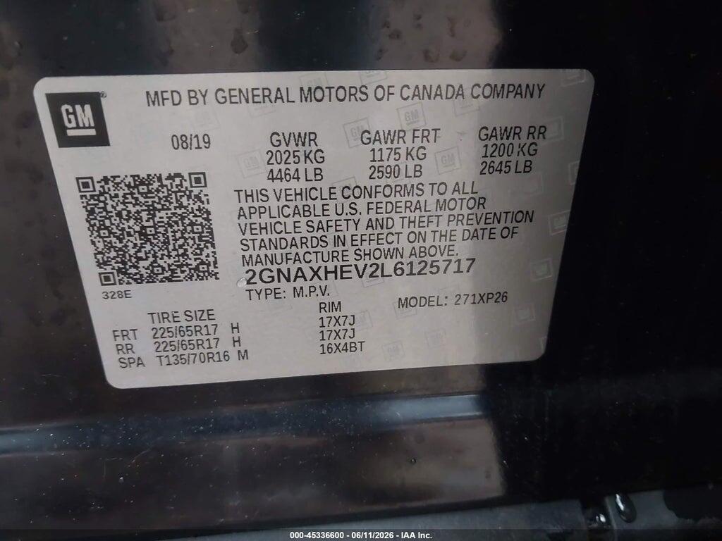 2GNAXHEV2L6125717 2020 CHEVROLET EQUINOX photo no. 9