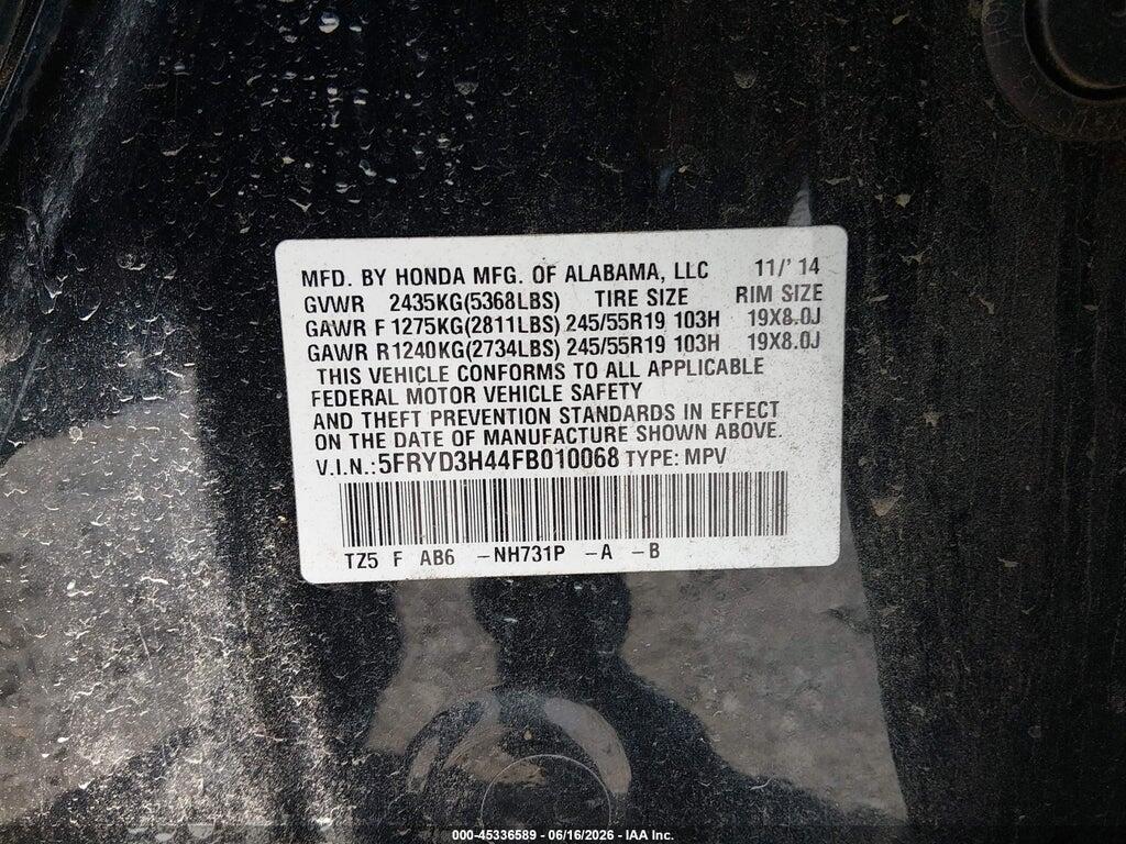 5FRYD3H44FB010068 2015 ACURA MDX photo no. 9