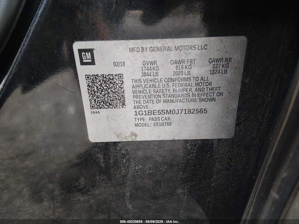 1G1BE5SM0J7182565 2018 CHEVROLET CRUZE photo no. 9