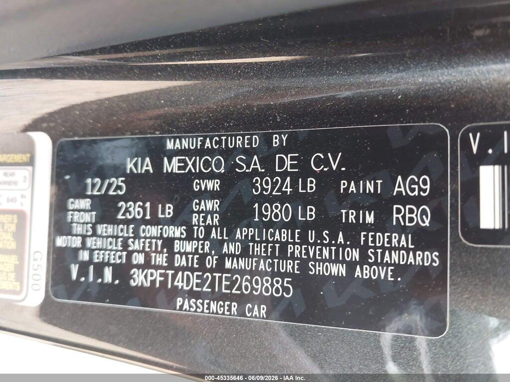 3KPFT4DE2TE269885 2026 KIA K4 photo no. 9