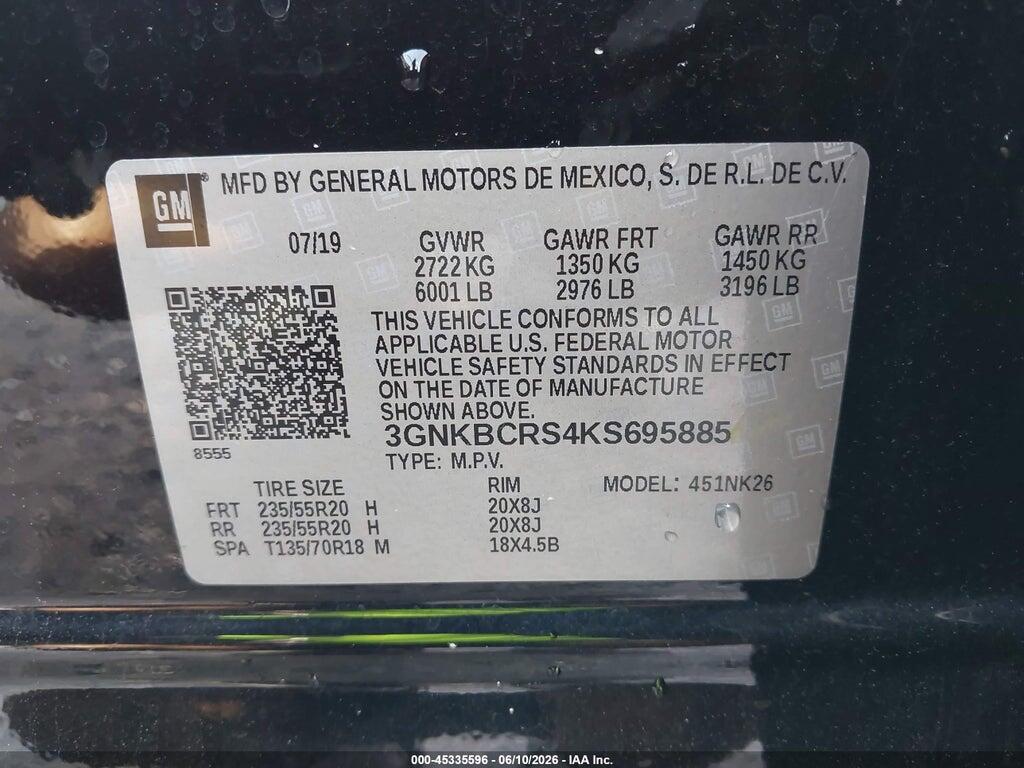 3GNKBCRS4KS695885 2019 CHEVROLET BLAZER photo no. 9
