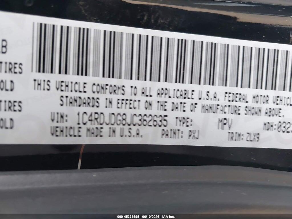 1C4RDJDG8JC362635 2018 DODGE DURANGO photo no. 9