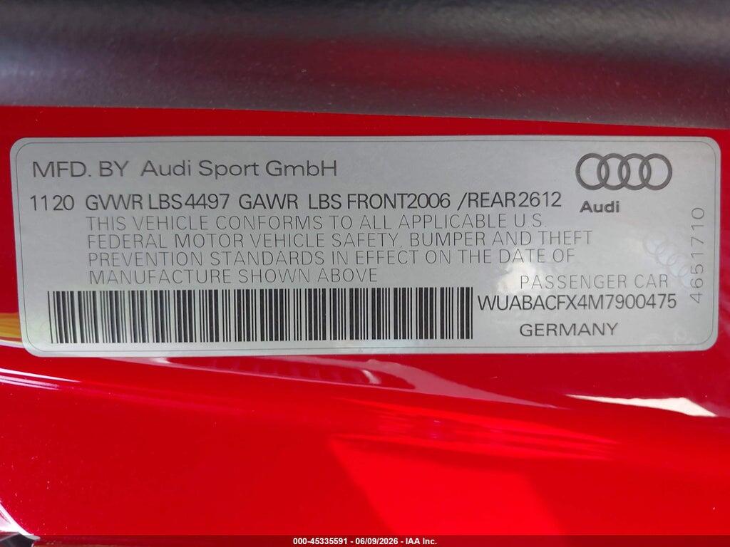 WUABACFX4M7900475 2021 AUDI R8 SPYDER photo no. 9