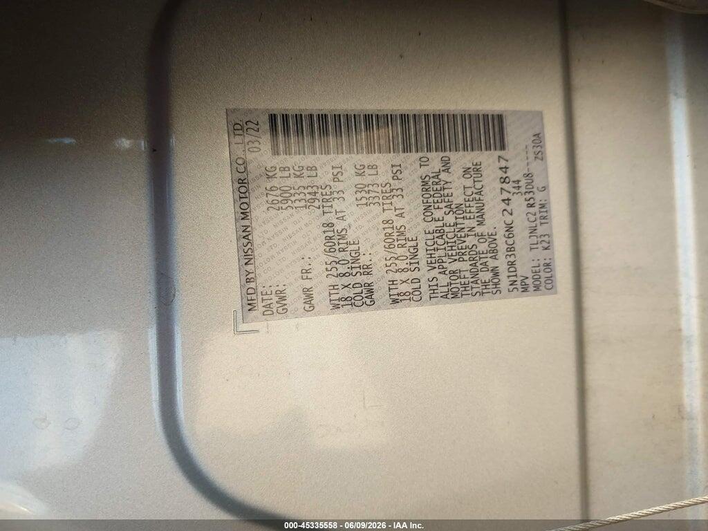 5N1DR3BC6NC247847 2022 NISSAN PATHFINDER photo no. 9