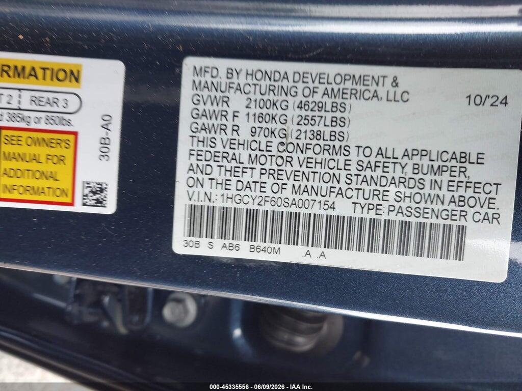 1HGCY2F60SA007154 2025 HONDA ACCORD HYBRID photo no. 9