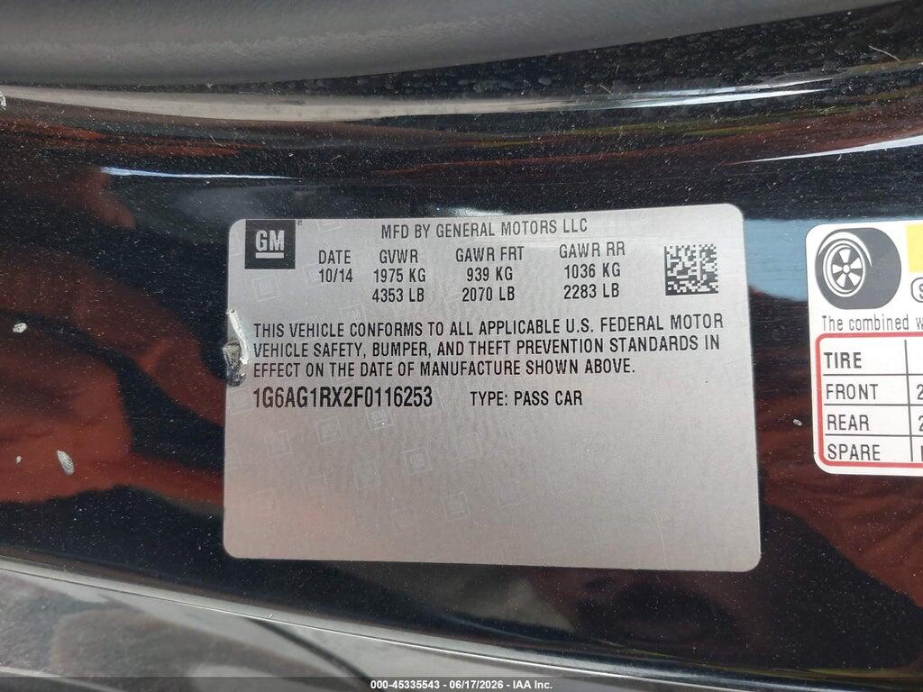 1G6AG1RX2F0116253 2015 CADILLAC ATS photo no. 9