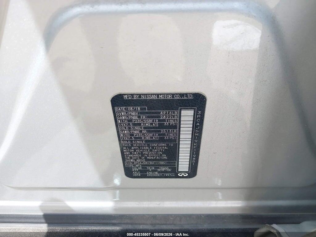 3PCAJ5M19KF119851 2019 INFINITI QX50 photo no. 9